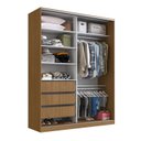 Ver imagem 6 de Guarda-Roupa Solteiro 2 Portas de Correr com Espelho 3 Gavetas MDF 235x183cm Zira Marrom Freijó Natura