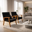 Ver imagem 3 de Kit 2 Poltrona Jade Boucle Almofada Estofada Sala de Estar Moderna Decorativa:preto