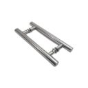 Ver imagem 1 de Puxador H duplo 30x20cm tubular redondo para porta de vidro e portão - Cromado