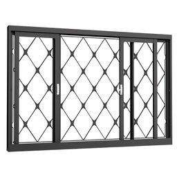 Janela Vitro de Correr 4f Total 120x100 Req12cm Grade Xadrez - 1