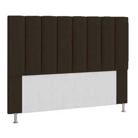 Cabeceira Estofada Libia 195CM King Courino Marrom - D A DECOR