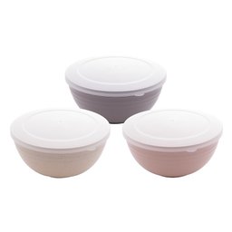 Jogo 3 bowls bambu e PP c/tampa Lines sortido Lyor - 1
