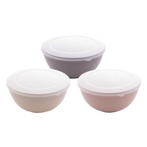 Jogo 3 bowls bambu e PP c/tampa Lines sortido Lyor