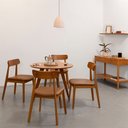 Ver imagem 1 de Conjunto Mesa Jantar Square Redonda Louro Freijó - 88cm + 4 Cadeiras Nord Encosto Madeira Assento -