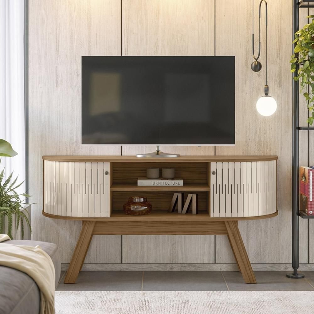 Clanta Rack Rack Bancada 2 Portas para Tv de 55 Polegadas Atlanta - Naturale/off ...