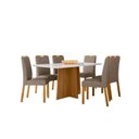 Ver imagem 1 de Conjunto Sala de Jantar Mesa Anitta 160x90 com 6 Cadeiras Mariah Ype/off White/suede Marrom - Nc