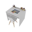 Ver imagem 4 de Mesa de Estudos com Prateleira e Nicho Porta Lápis e Caneta Cristal 100% Mdf + Cadeira Eiffel Branca