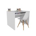 Ver imagem 1 de Mesa de Estudos com Prateleira e Nicho Porta Lápis e Caneta Cristal 100% Mdf + Cadeira Eiffel Branca