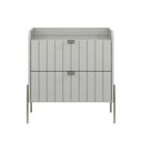 Ver imagem 3 de Kit 2 Mesas de Cabeceira Venus 60cm com Base Champagne:offwhite