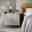 Ver imagem 5 de Kit 2 Mesas de Cabeceira Venus 60cm com Base Champagne:offwhite