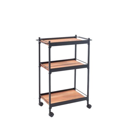 Carrinho Organizador Arvo Tramontina em Madeira 3 Prateleiras Multiuso 80x56x29cm