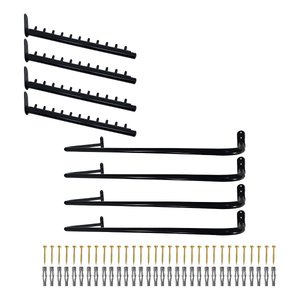 Kit 4 Araras Estilo Moderno Aço Resistente + 4 Cabideiros Rt Inclinados Fixos de Parede Loja Closet