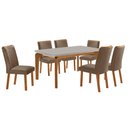 Ver imagem 2 de Conjunto Mesa de Jantar 180cm com 6 Cadeiras Estofadas Multimóveis Crrft-CON046 Madeirado/Off White