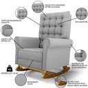 Ver imagem 3 de Kit 02 Poltronas de Amamentação Base Madeira Balanço Brenda G05 Veludo Cinza - Mpozenato