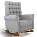 Ver mais imagens de Kit 02 Poltronas de Amamentação Base Madeira Balanço Brenda G05 Veludo Cinza - Mpozenato