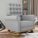 Ver imagem 2 de Kit 02 Poltronas de Amamentação Base Madeira Balanço Brenda G05 Veludo Cinza - Mpozenato