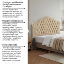 Ver imagem 5 de Cabeceira Estofada em Madeira Maciça Curva Provençal com Capitonê Solteiro Bridgerton Espresso Móveis Veludo Bege