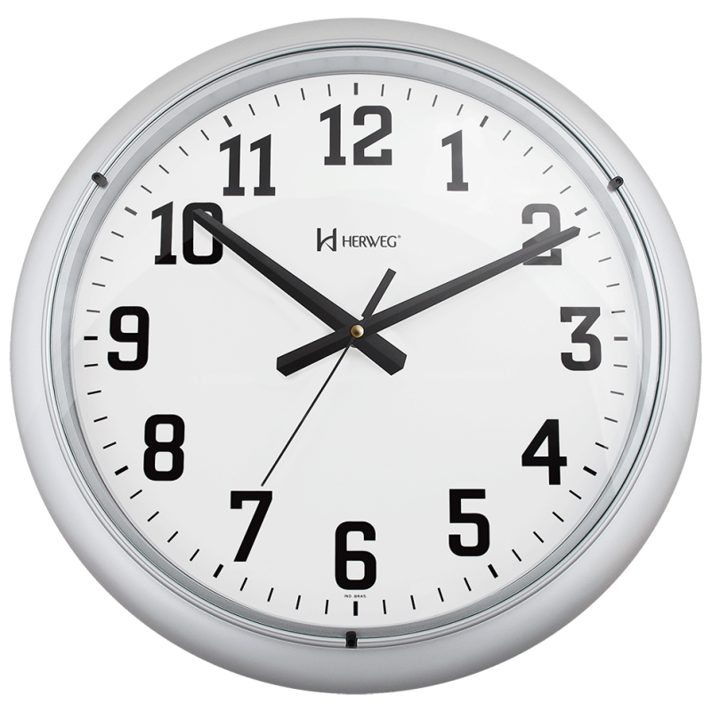 Relógio de Parede 40 cm Prata Grande Plástico Herweg - 2