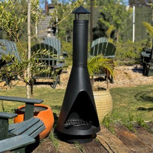 Lareira Suíça em Metal Preta Externa Interna Lenha Ecológica 135x50cm