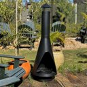 Ver imagem 1 de Lareira Suíça Externa a Lenha Metal Preto 135 cm com Chaminé e Grelha para Jardim