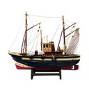 Ver imagem 1 de Miniatura Barco Pesqueiro Médio Preto e Bordô em Madeira - 30x2