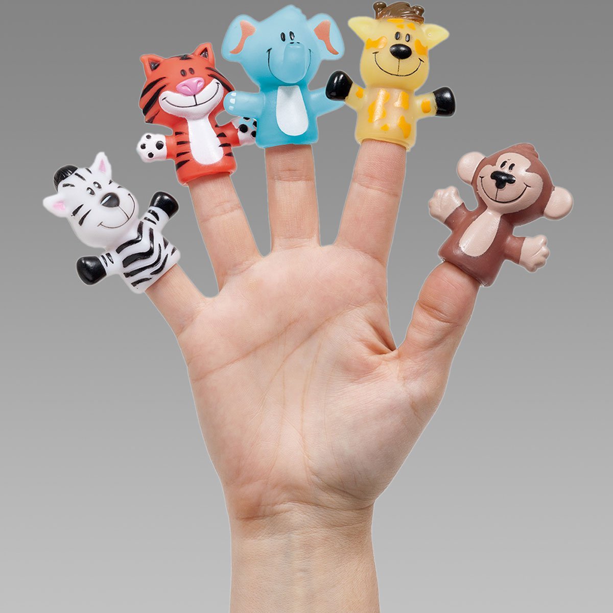 Conjunto 5 Dedoches de Animais Safari Divertidos Brinquedo Infantil Buba Coloridos - 2