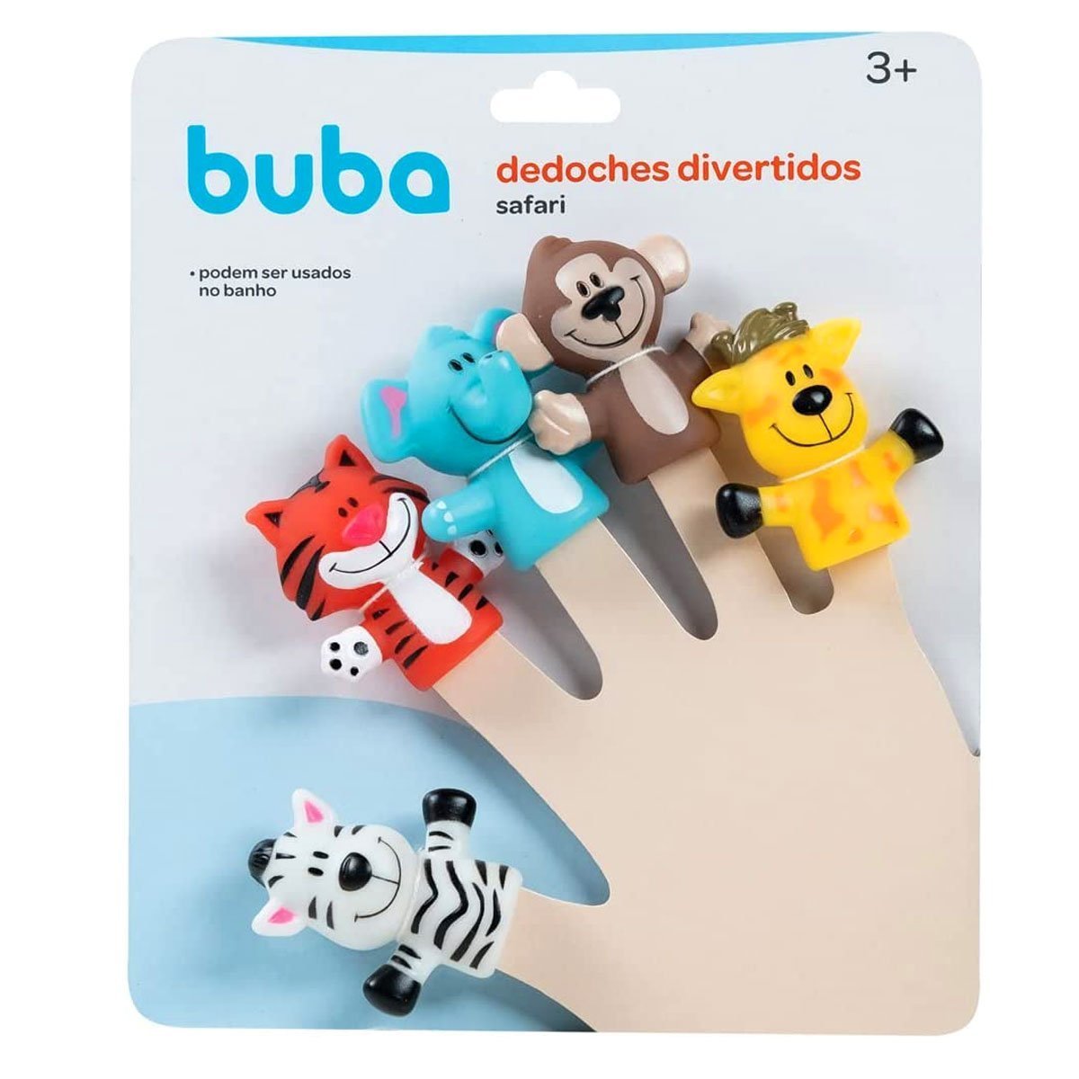 Conjunto 5 Dedoches de Animais Safari Divertidos Brinquedo Infantil Buba Coloridos - 4