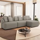 Ver imagem 1 de Sofá 4 Lugares com Chaise Direito Sala Living 288cm Arlo F04 Linho Bege Escuro - Lyam Decor