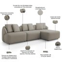 Ver imagem 4 de Sofá 4 Lugares com Chaise Direito Sala Living 288cm Arlo F04 Linho Bege Escuro - Lyam Decor