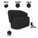 Ver imagem 3 de Sofá Namoradeira com Poltrona e Puff Orgânico Sala Malu Sintético Preto M11 - D’Rossi