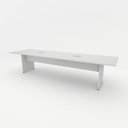 Ver imagem 5 de Conjunto Sala de Reuniao Mesa e Painel para TV MDP 320cm Cinza F5 Office