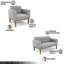 Ver imagem 3 de Conjunto 2 Poltronas e 1 Namoradeira Decorativa Karen Pés Fixo em Madeira Castanho Suede Cinza G19 -