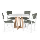 Ver imagem 1 de Mesa de Jantar Redonda Montreal Bran/jade com 4 Cadeiras Estofadas Ella Branco/cinza
