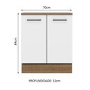 Ver imagem 3 de Balcão Armário de Cozinha 70 cm 2 Portas Rustic/Branco Agata Madesa