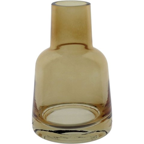 Vaso Decorativo de Vidro Âmbar 14x9x9cm Enfeite Sala Mesa Estante Aparador