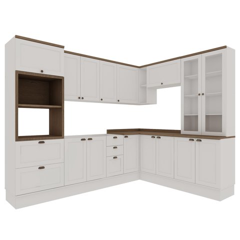 Cozinha Completa 16PTS 4GAVS s/Tpo Iluminata Branco/Ebano