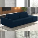 Ver imagem 1 de Sofá Ilha Modulado Milos 252cm Puff Lateral Veludo Azul Marinho G33 - Gran Belo