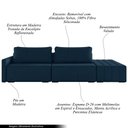 Ver imagem 3 de Sofá Ilha Modulado Milos 252cm Puff Lateral Veludo Azul Marinho G33 - Gran Belo