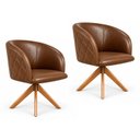 Ver imagem 2 de Kit 2 Poltronas Giratória Corino Premium Base Madeira Maciça Maya