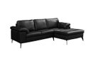 Ver imagem 1 de Sofá de Couro Asti 2 Lugares com Chaise Direita Preto Pigmentado - Mempra Design