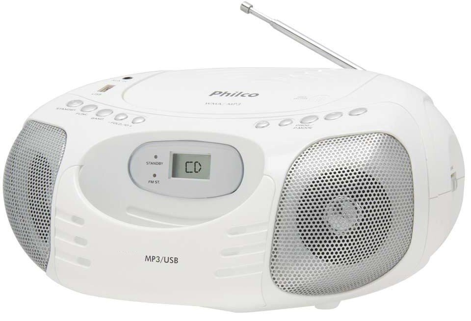 APARELHO SOM PHILCO CD PLAYER MP3 USB FM - BRANCO | MadeiraMadeira