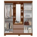 Ver imagem 2 de Guarda Roupa Solteiro Capelinha Olimpia 4 Portas 2 Gavetas com Cômoda Doble Nogueira Capuccino