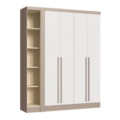 Módulo Guarda-Roupa de Canto 4 Portas 2 Gavetas Infinity Bege/Duna/Branco