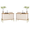 Ver imagem 1 de Conjunto Mesa de Cabeceira Albania Off White Nature Dourado