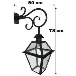 Lampião De Rua Rustico Artesanal Fachada Mineira Decorativo Libertas Rosas Artesanato Preto - 2