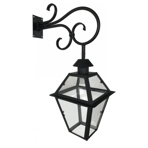 Lampião De Rua Rustico Artesanal Fachada Mineira Decorativo Libertas Rosas Artesanato Preto