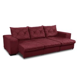 Sofá Retrátil e Reclinável 2,30m 3 Lugares Molas Helicoidais Suede Bali Vinho - 2