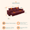 Ver imagem 3 de Sofá Retrátil e Reclinável 2,30m 3 Lugares Molas Helicoidais Suede Bali Vinho