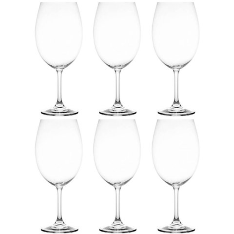 Jogo de 6 Taças de Vinho Tinto Cristal Bohemia Lyor 580ml Sommelier Linha Sylvia Degustação