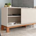 Ver imagem 5 de Bancada Átomo 136cm para Tv até 45 com Porta de Correr Ripada Mdp Offwhite/freijo G11 - Gran Belo